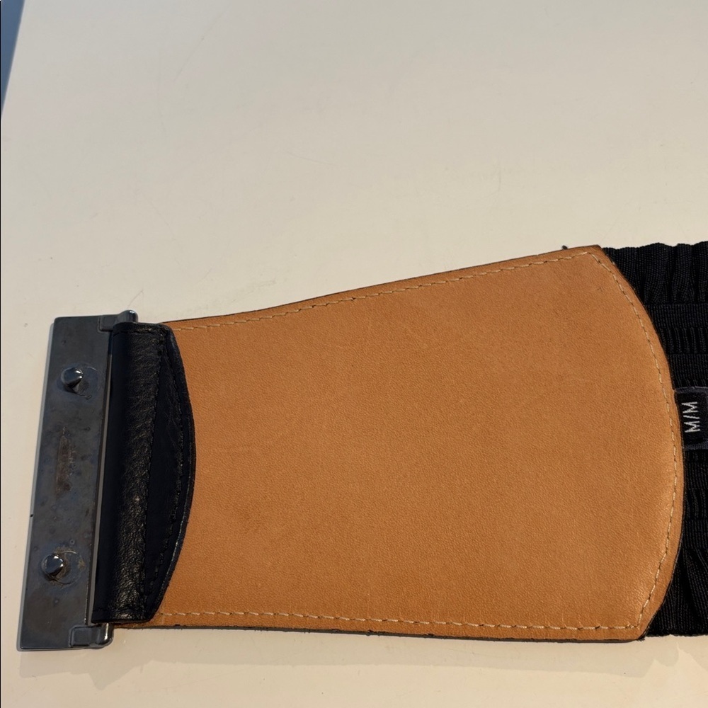 Brave Beltworks wide Black leather elasticized belt size M NWOT - Picture 11 of 12